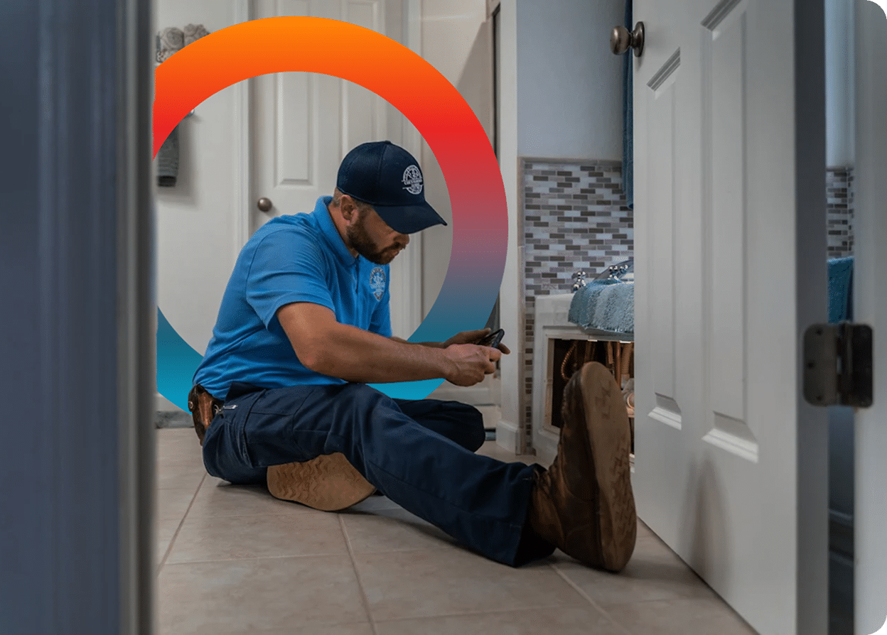 Chesterfield Services worker fixing bathroom