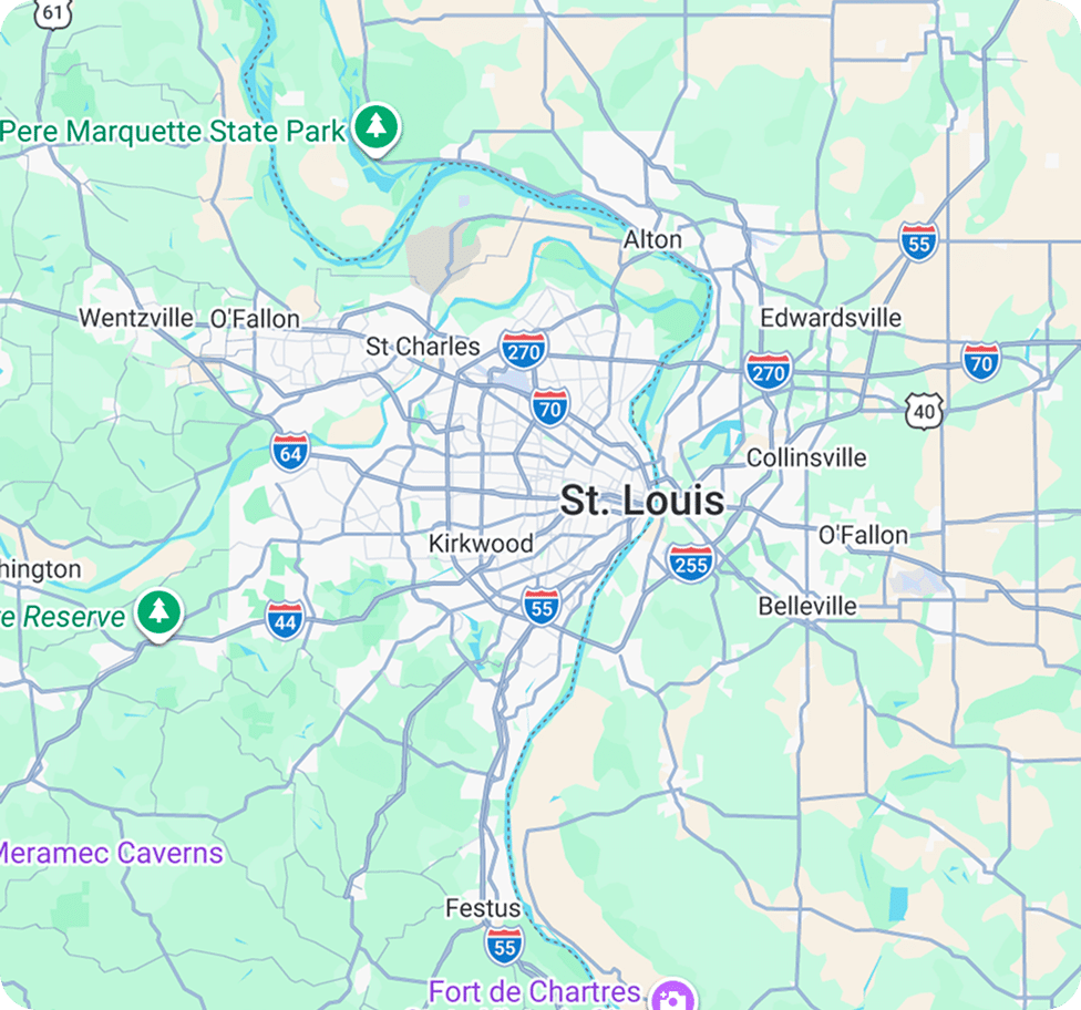 Chesterfield Services Service Area Map of St. Louis